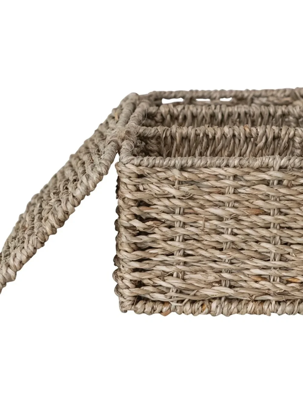 HandWoven Seagrass 3-Compartment Storage Basket with Lid
